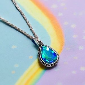 🆕 Turquoise Rhinestone Pendant & Necklace - Harriet Ave Jewels- Made in USA❣️